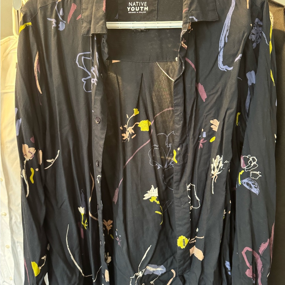 NATIVE YOUTH Black and Yellow Lightweight Shirt Jacket